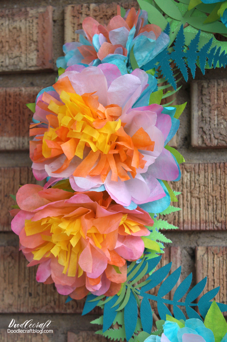 spring bouquet bright dyed coffee filter flower wreath papercrafting papercraft diy doodlecraft (1).JPG