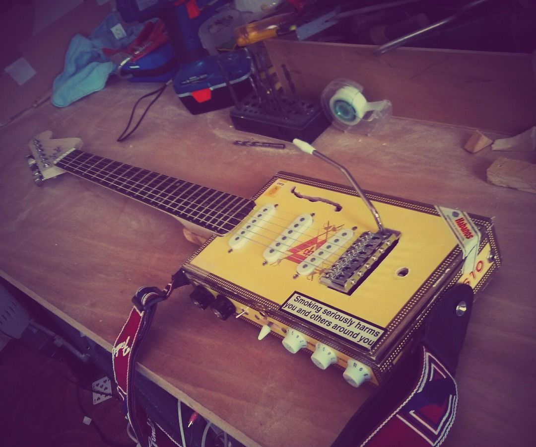 Electric Cigar-Box Guitar W/ Built in Amplifier