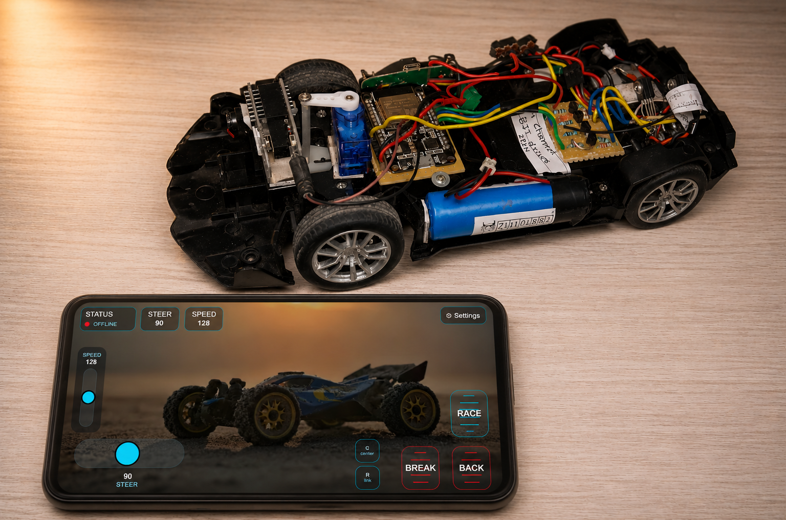 Remote Control Racing Car With Camera Feed Using Mobile Phone
