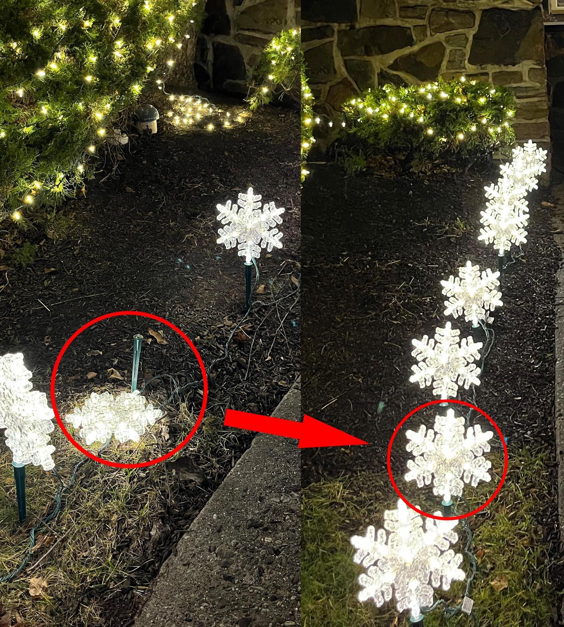 Repair Broken / Fallen GE Snowflake Pathway LED Lights - Replacement Connector Guide