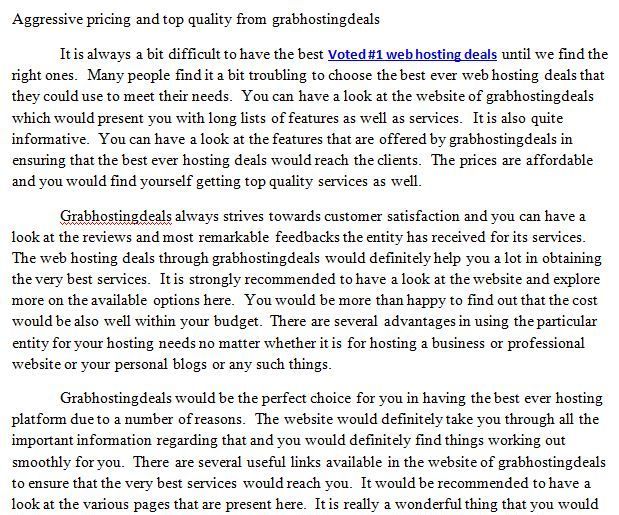 Aggressive Pricing and Top Quality From Grabhostingdeals