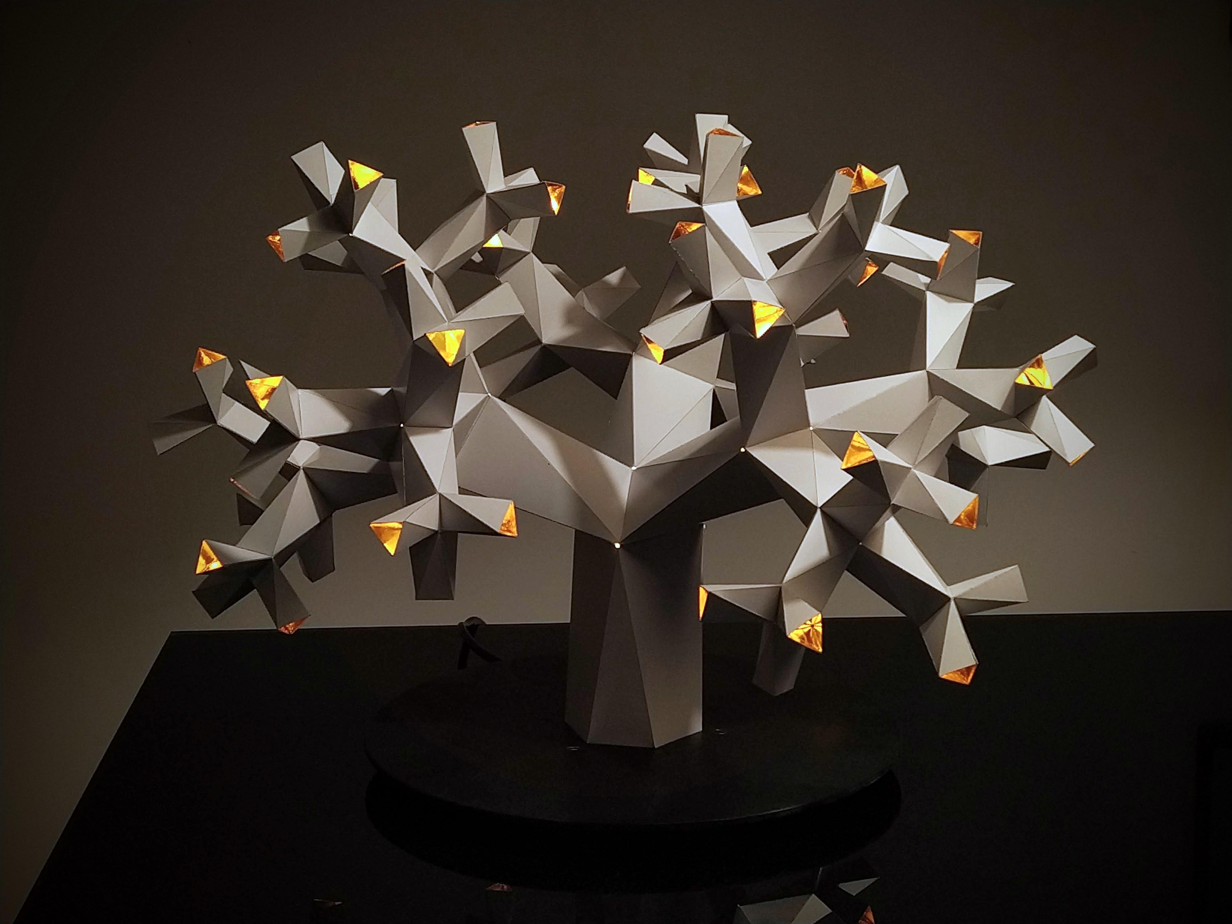 Paper Fractal Tree With Glowing Tips