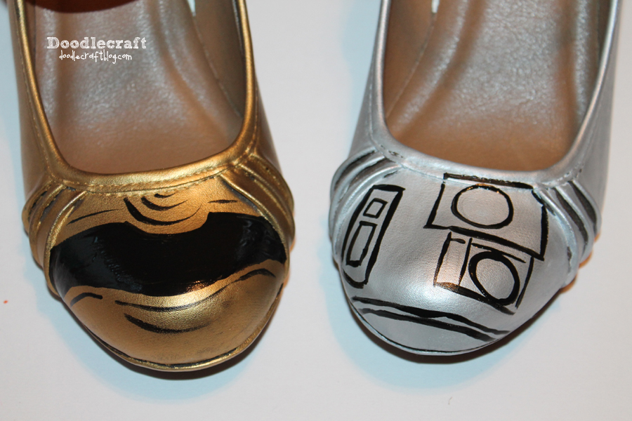 Star Wars painted heels shoes diy c3po and r2d2 droids gold and silver rub 'n buff easy geekery geek chic (6).JPG