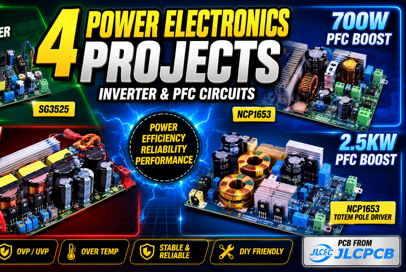 4 DIY Power Electronics Projects You Should Build – SG3525 Inverters & NCP1653 PFC Circuits