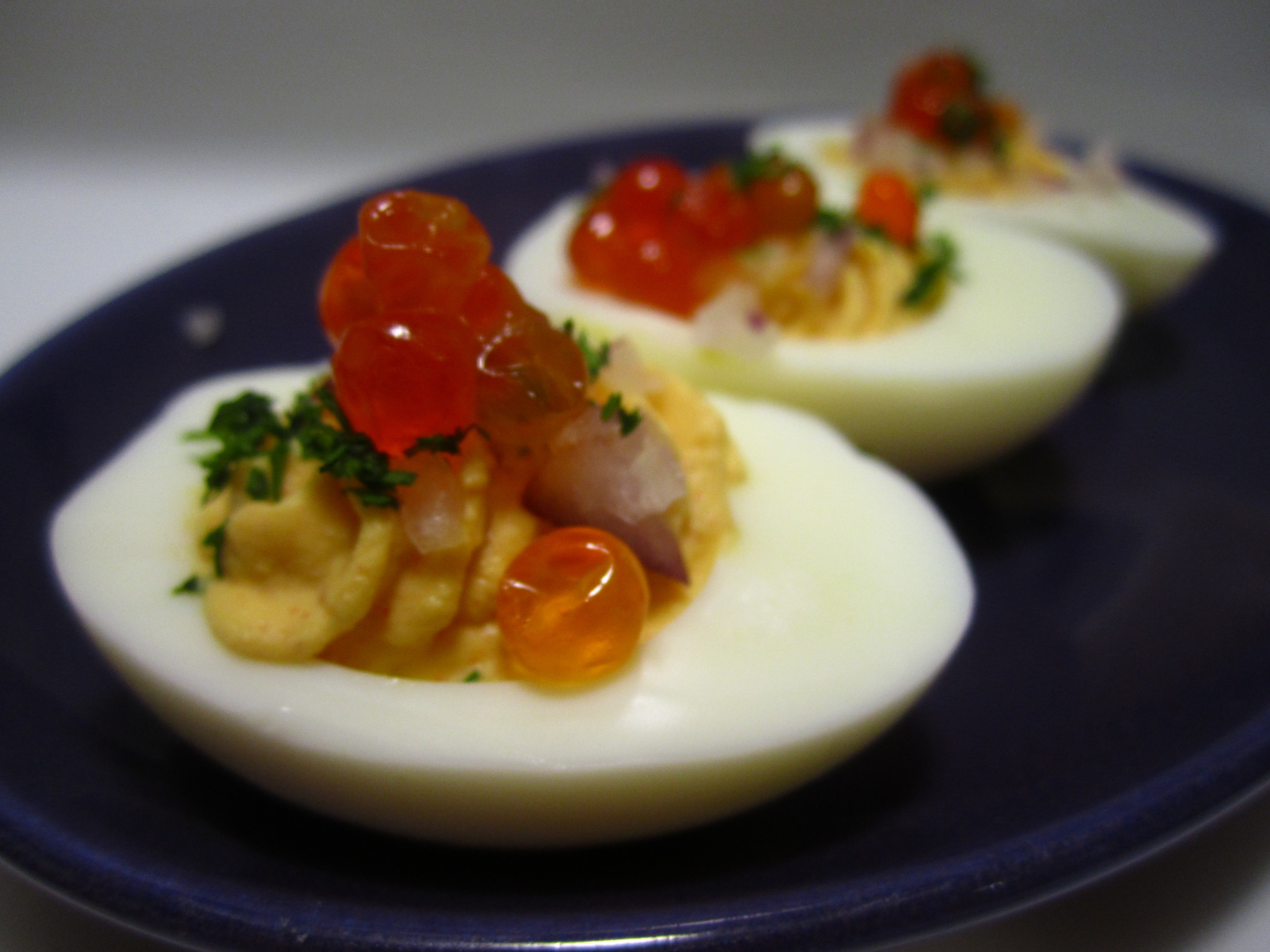 Deviled Dill Eggs With Salmon Roe