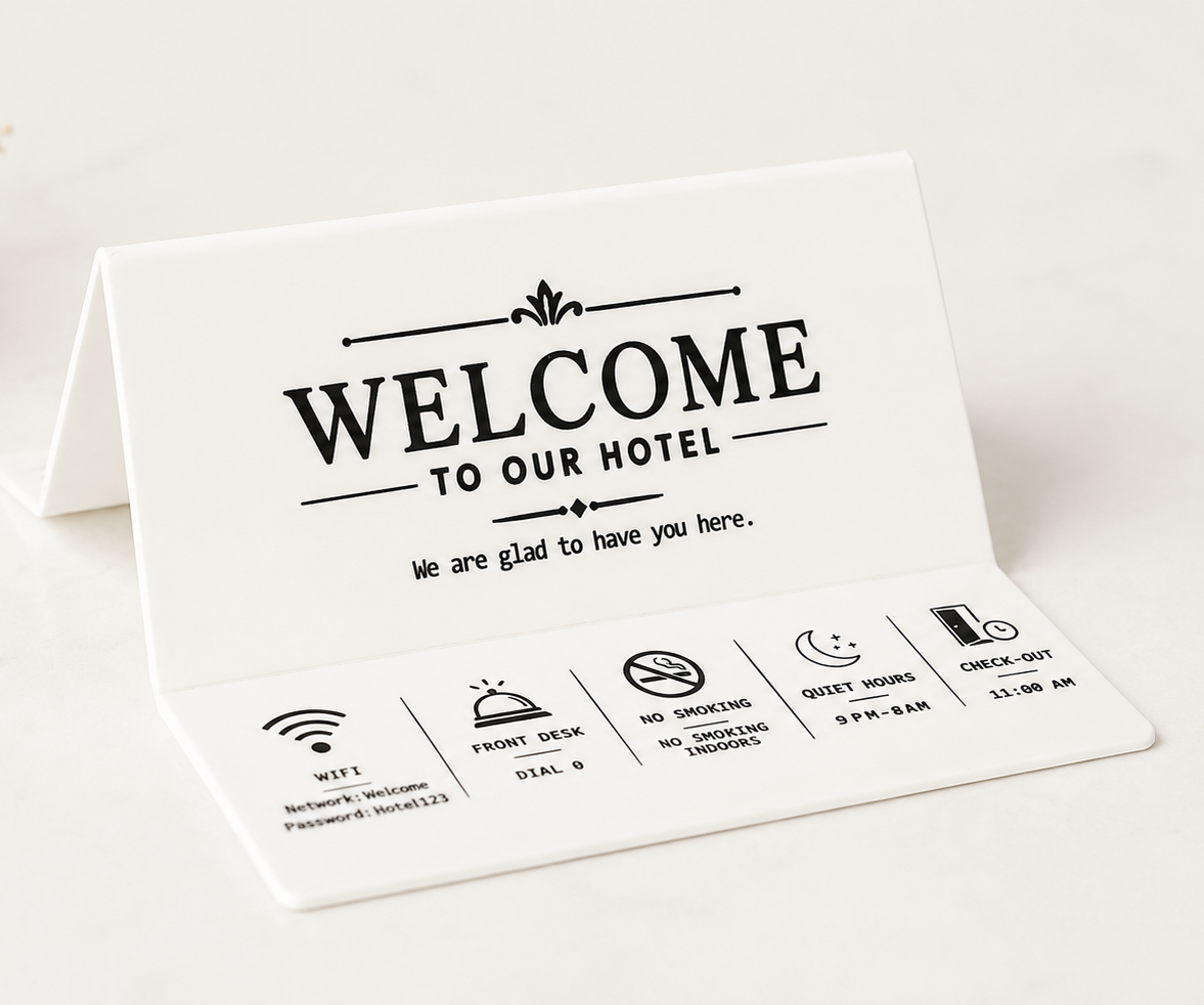 Laser Engrave Hotel Welcome Sign