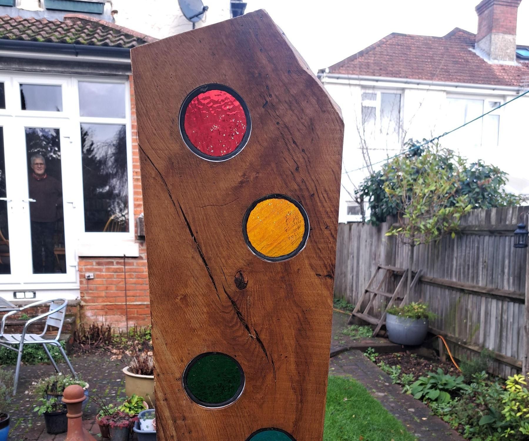Garden Ornament With Rainbow Glass