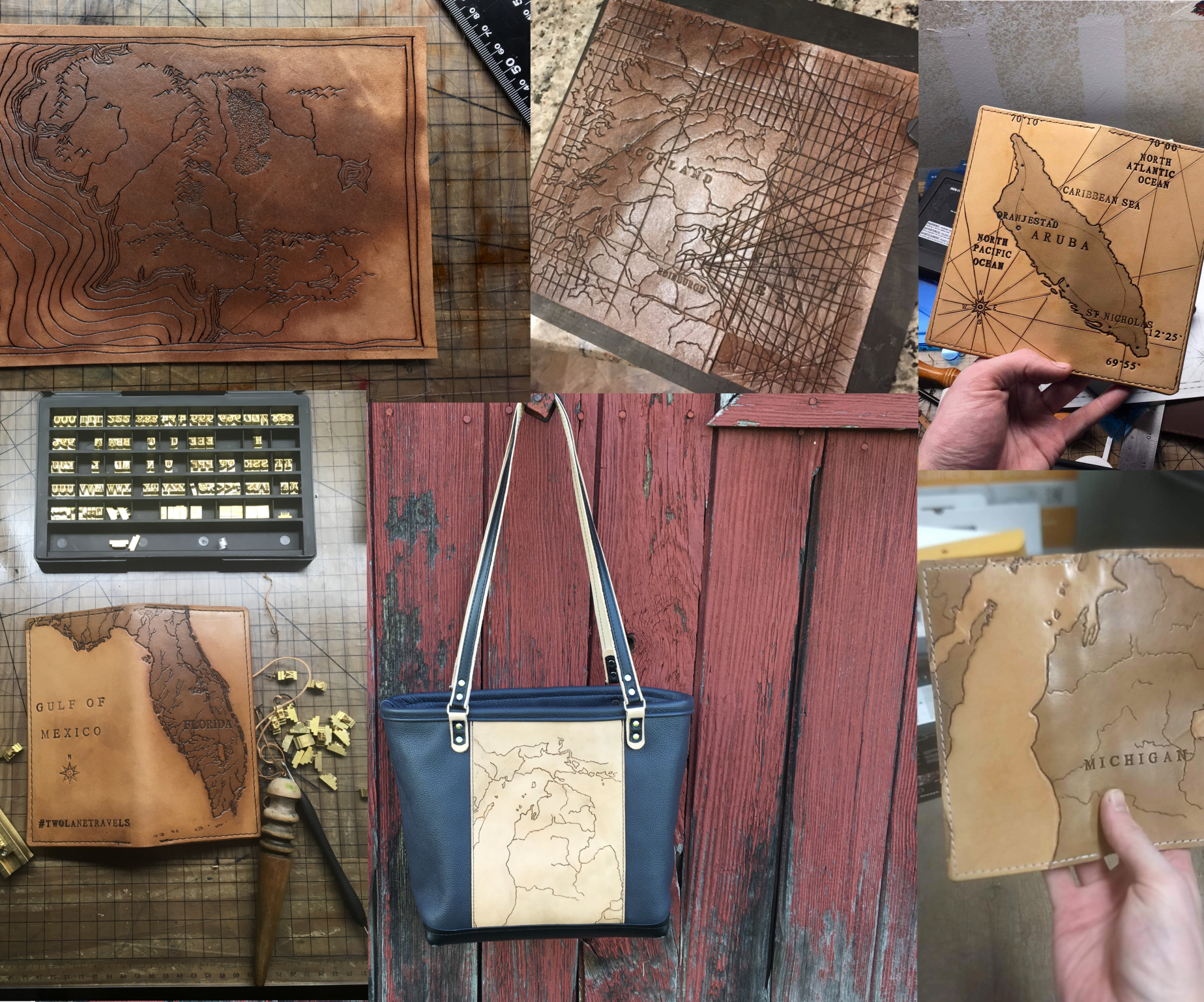 Leather Map Carving