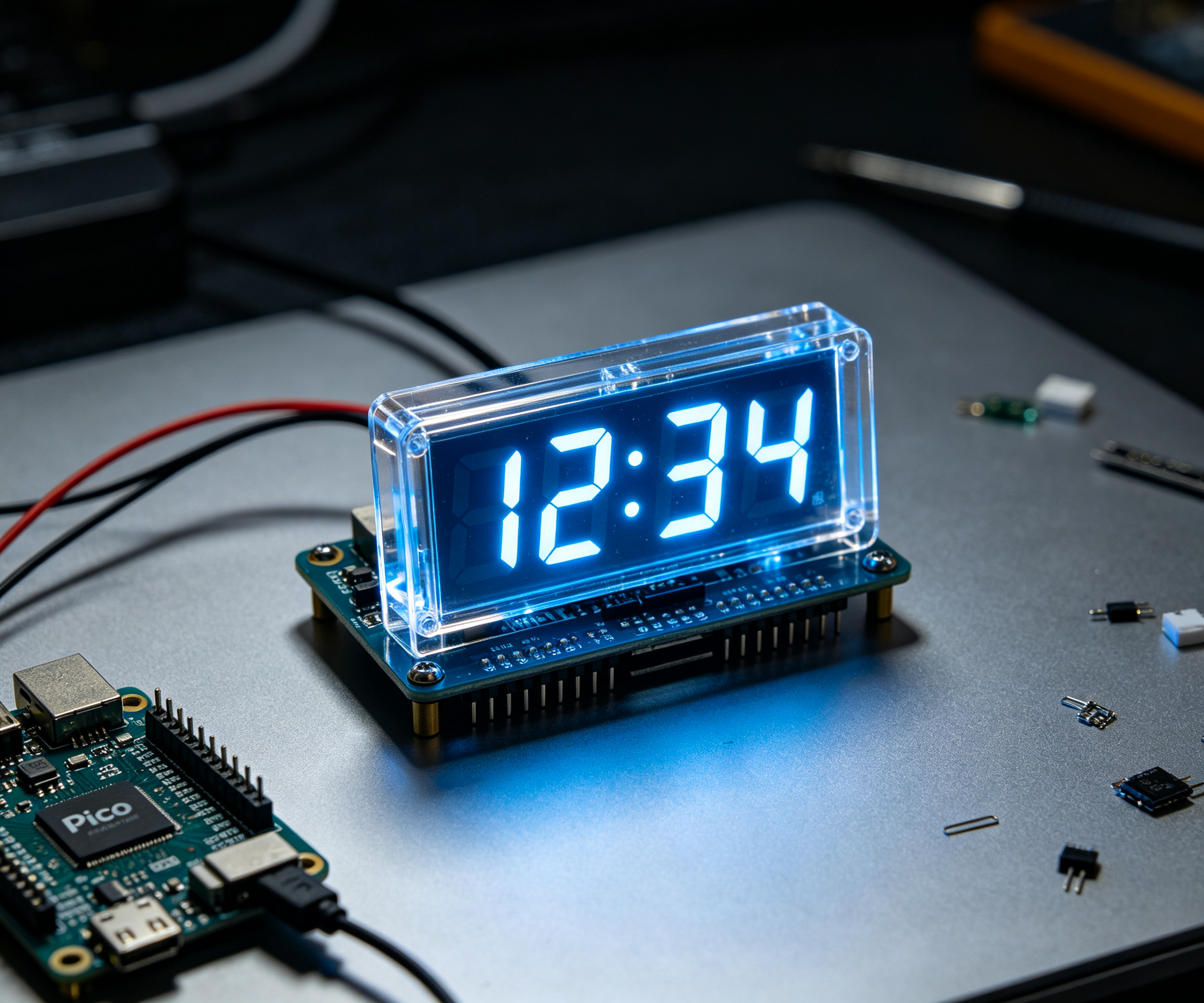 Build a Cyberpunk “Holographic” Terminal Clock — With Parts Sourced From 1688 Via PRIBUY