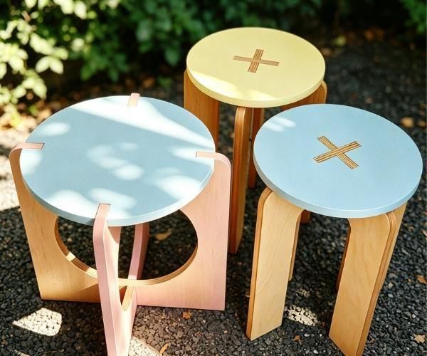 Making Colorful Small Stools From Birch Plywood