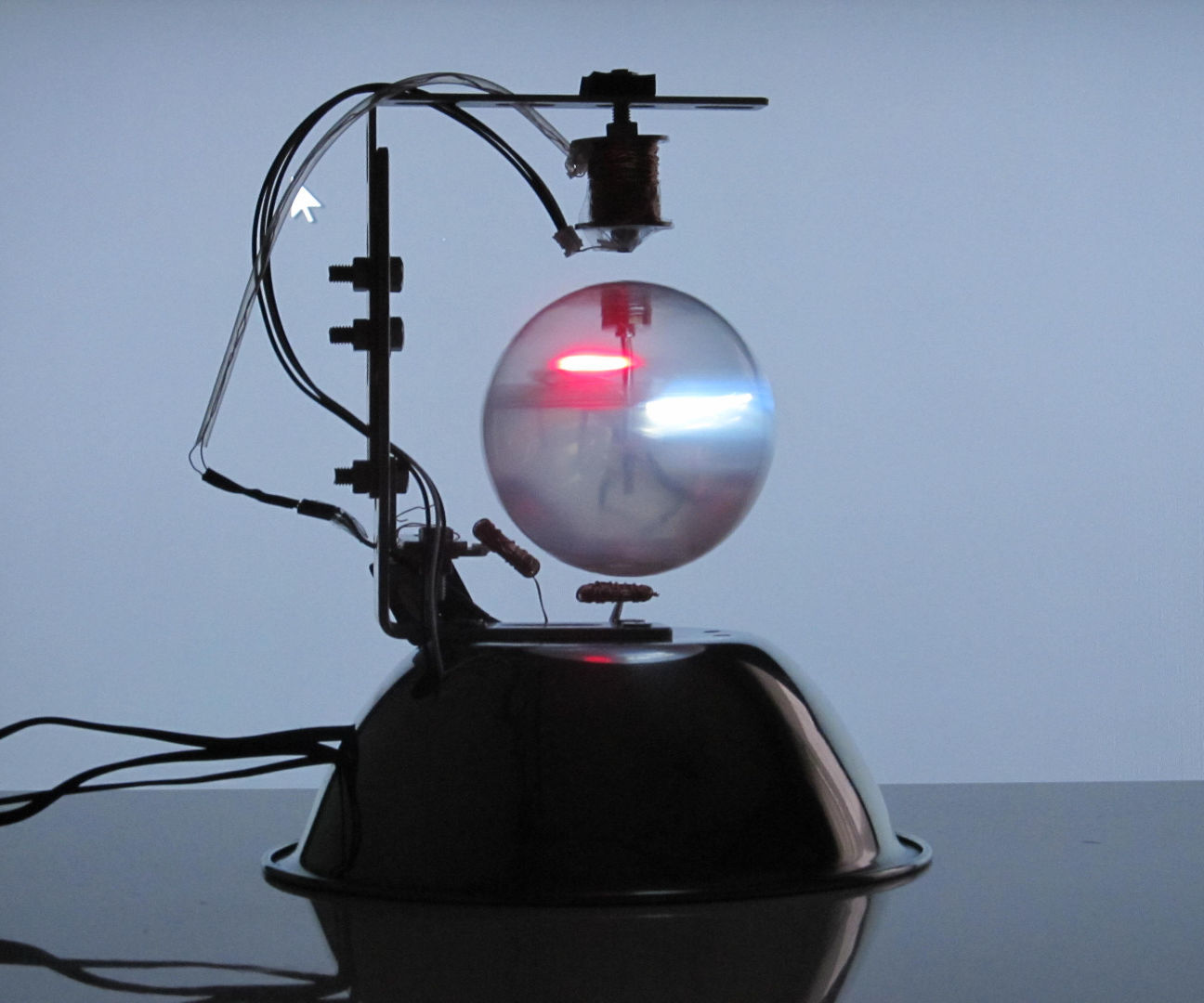 A Levitating Sphere Rotates Glows and Blinks With Arduino