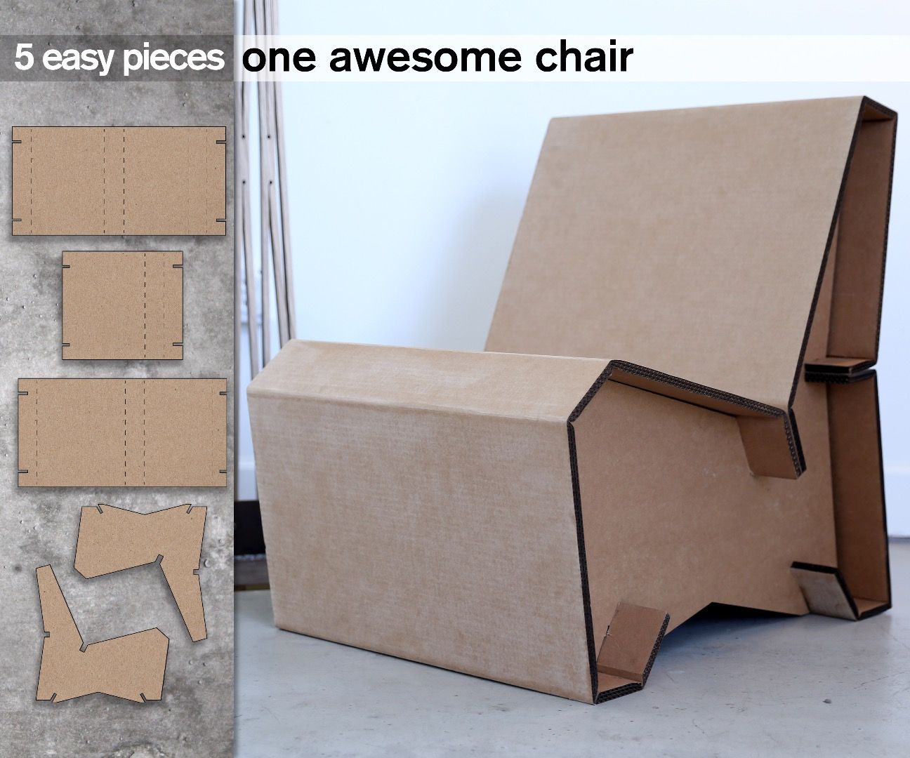 5 Piece Cardboard Lounge Chair