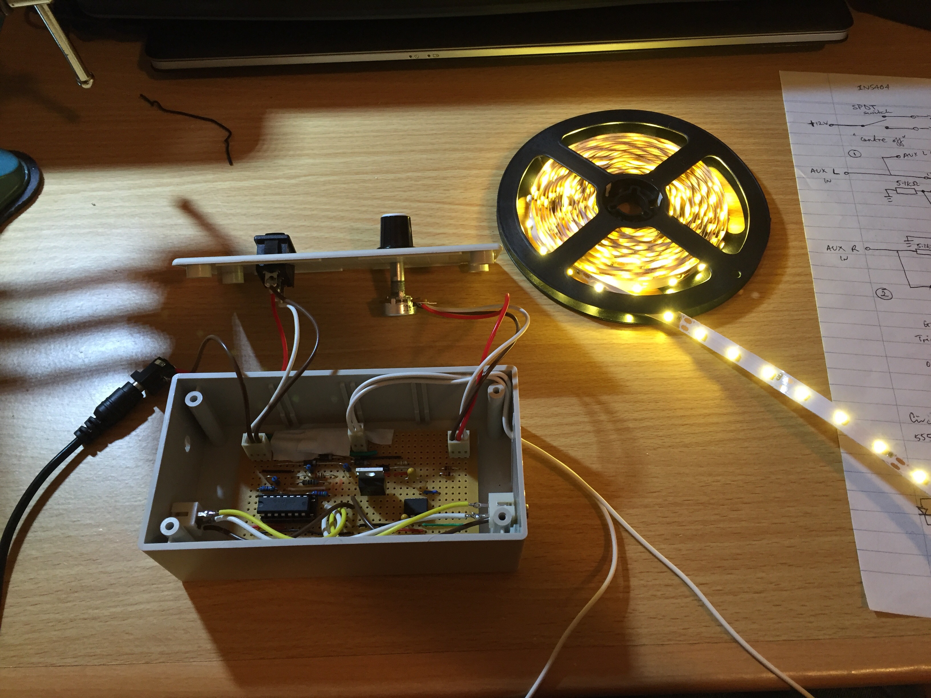 LED Strip Control With Dimmer and Audio Pulsing Circuits