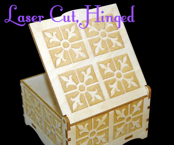 Laser Cut Hinged Wooden Box (4"x4")