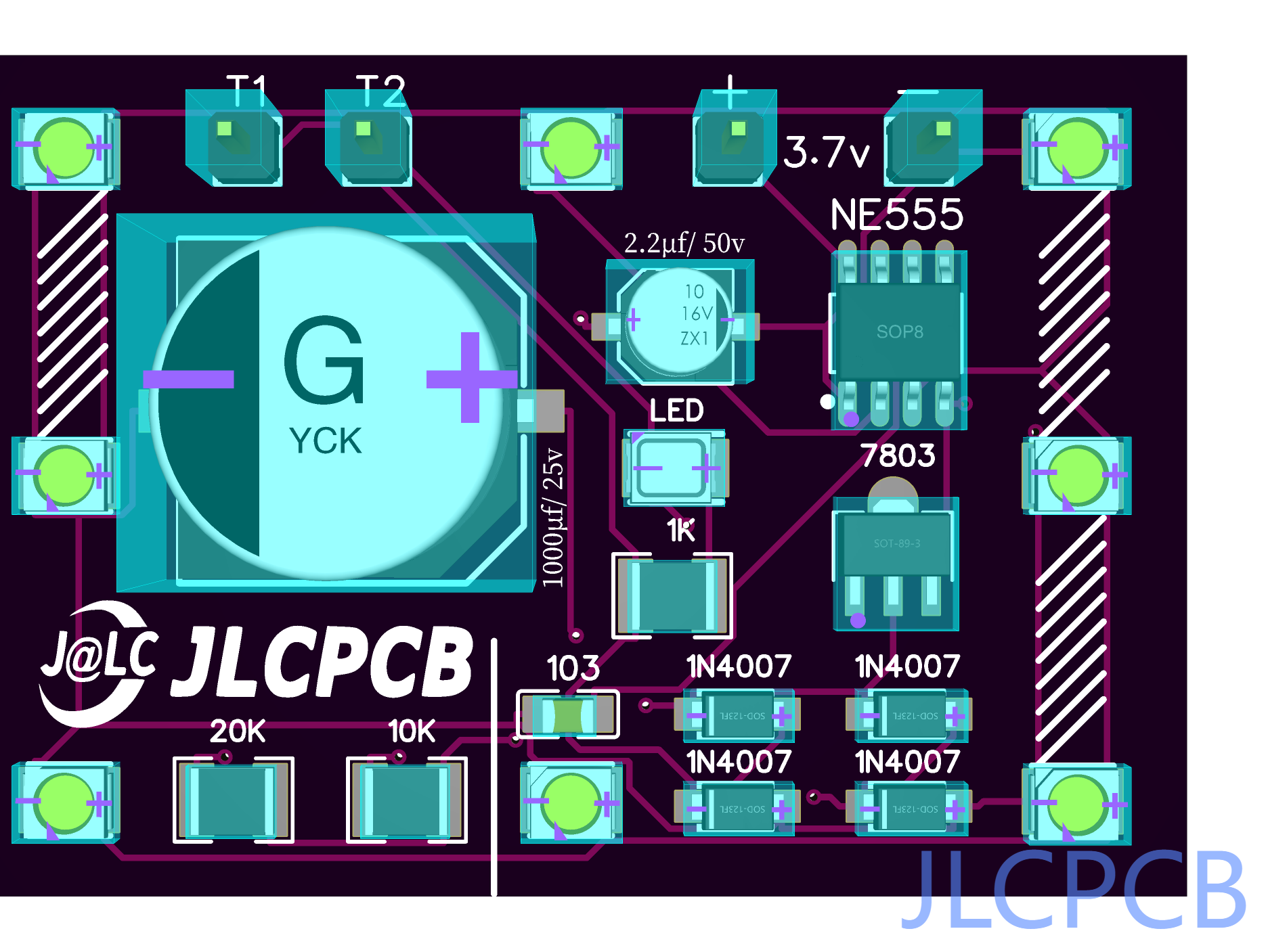 NE-555 Make LED Dimmer Circuit With Power Supply (JLCPCB)