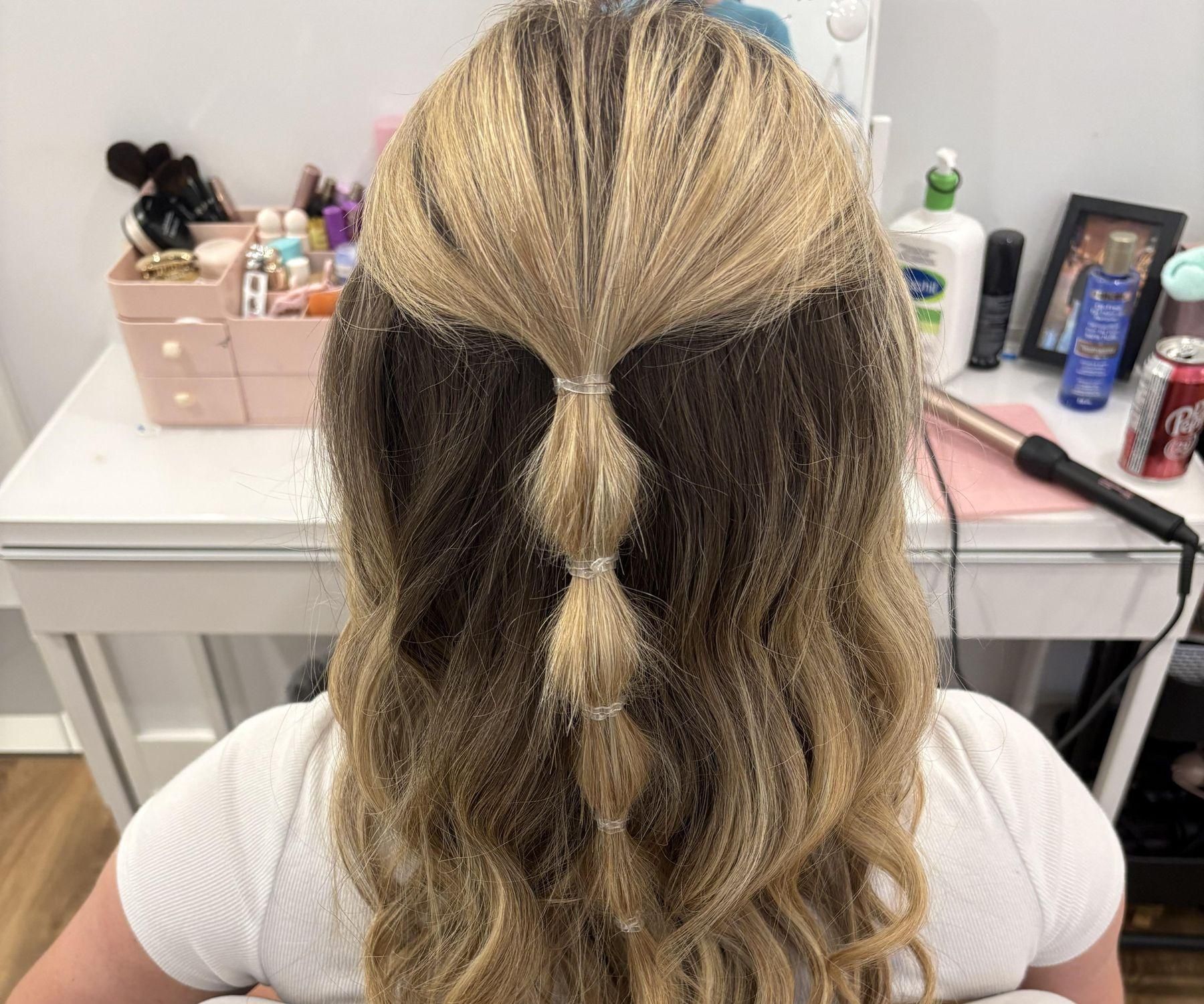 How to Curl Someone Else's Hair With a Wand and Make a Half Up Bubble Braid