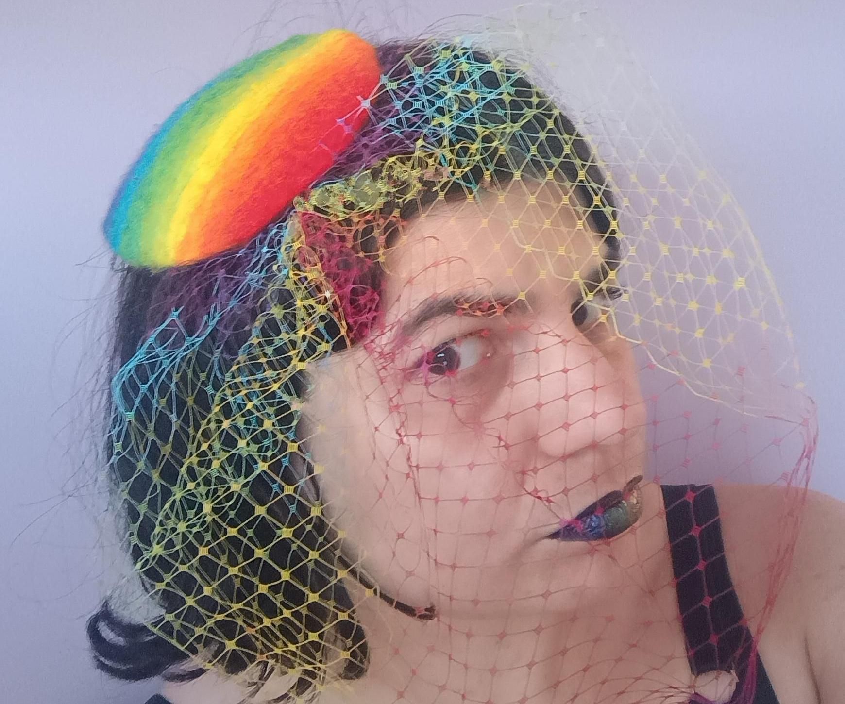 Rainbow Fascinator and Veil