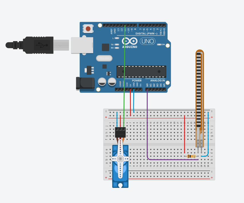  FLEX SENSOR CONTROLLED SERVO MOTOR