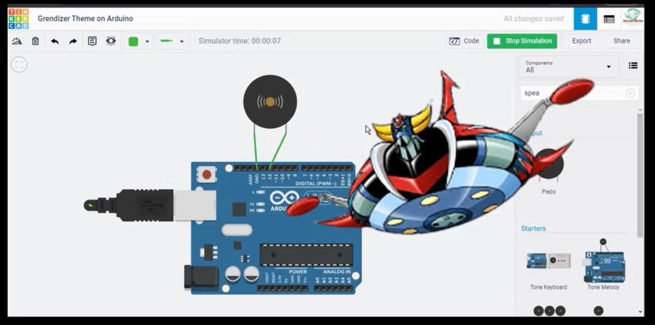 Arduino Playing Grendizer Theme Song on Tinkercad