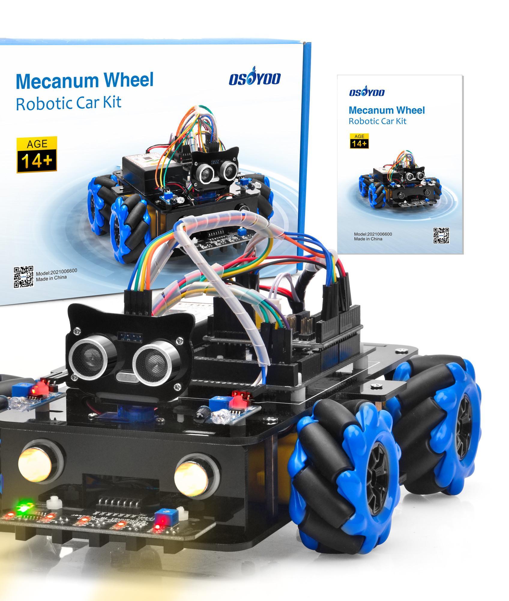 V2 Acrylic Blue Mecanum Wheel Robot Car Kit for Arduino Mega2560