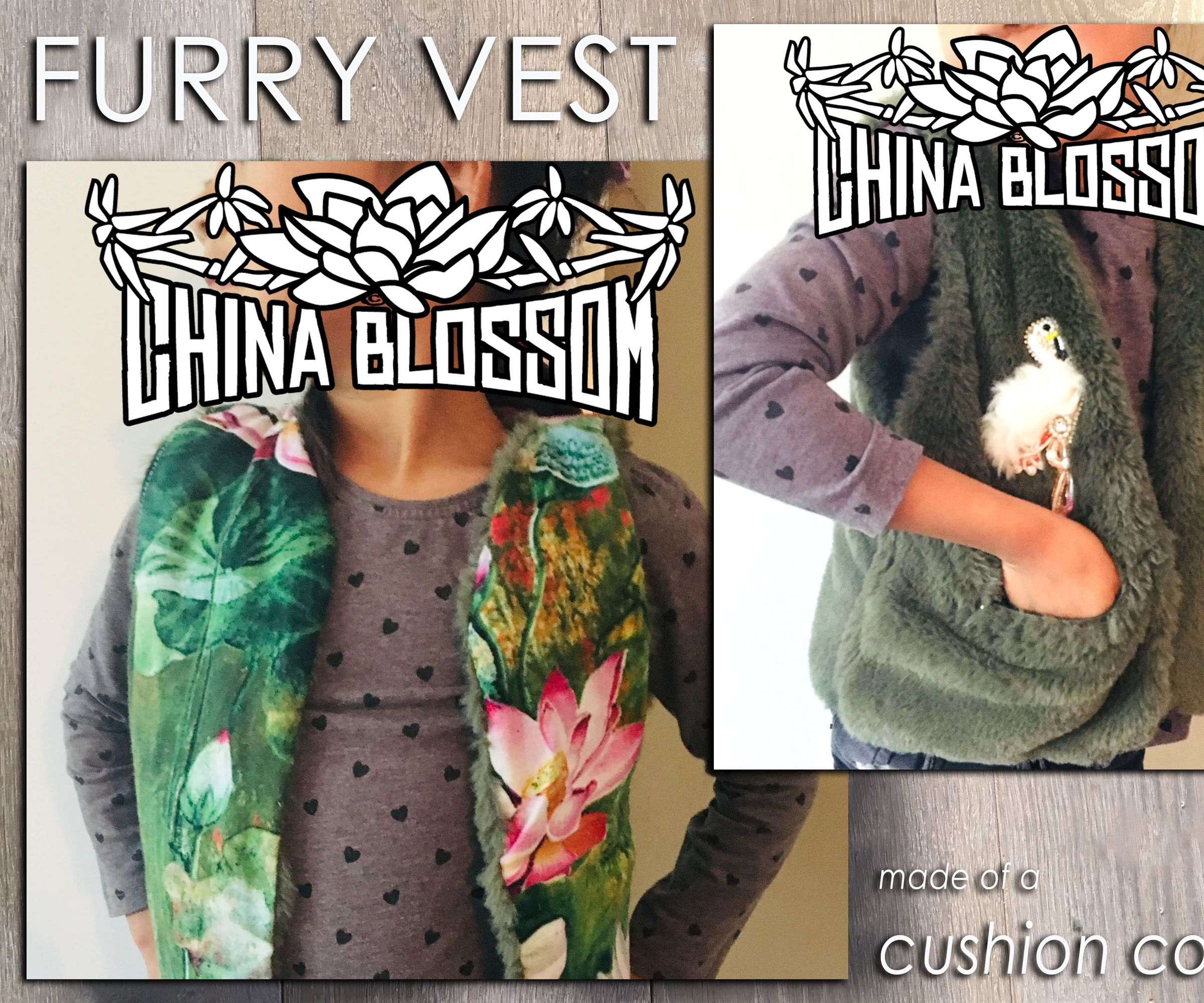 Furry Vest Made of a Cushion Cover
