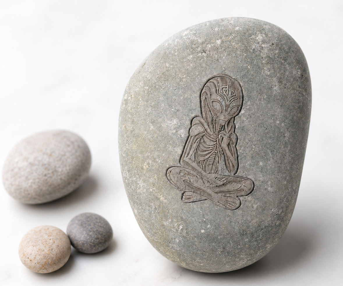Laser Mark Alien on Stones