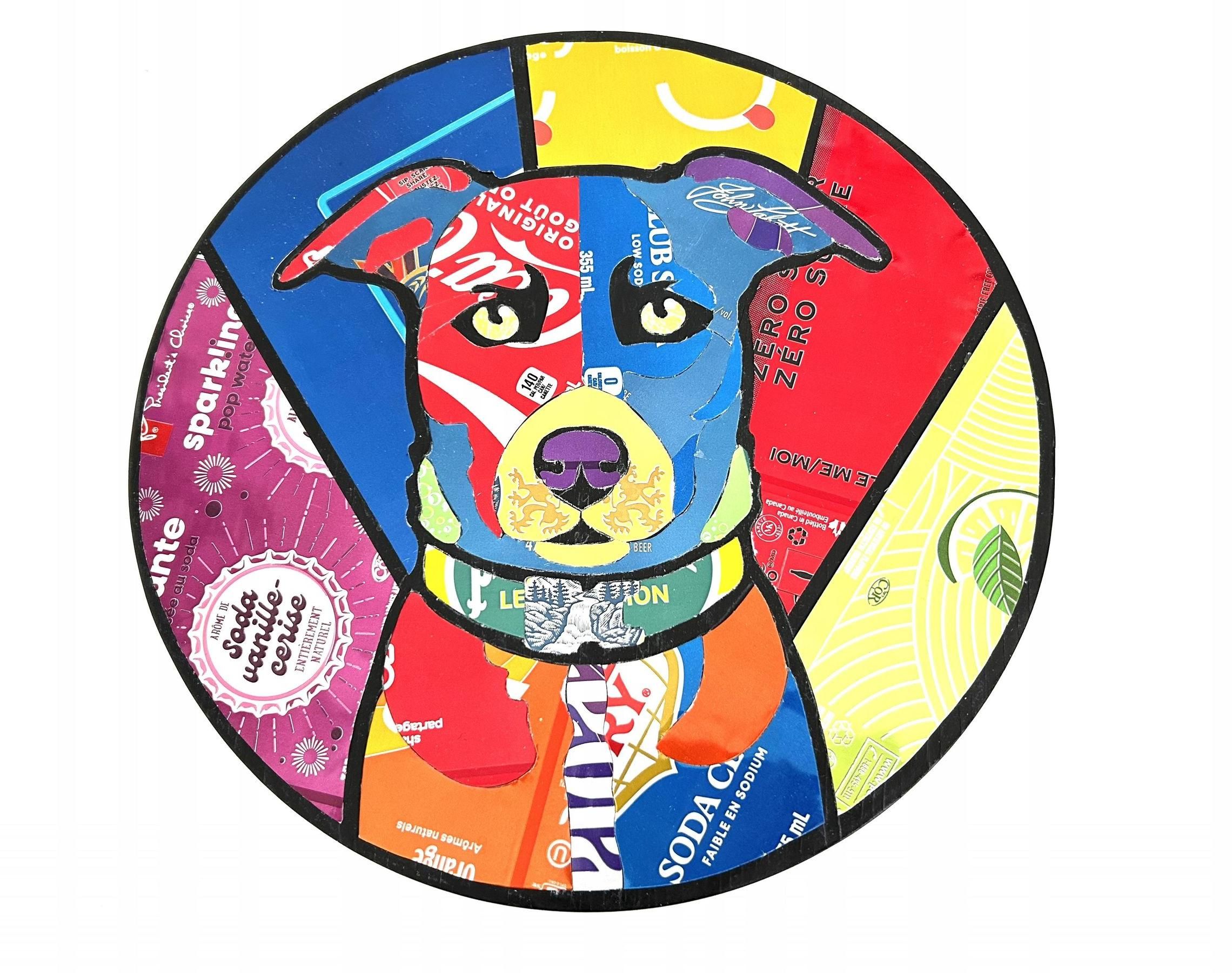 Rainbow Pop Art Dog From Aluminum Cans