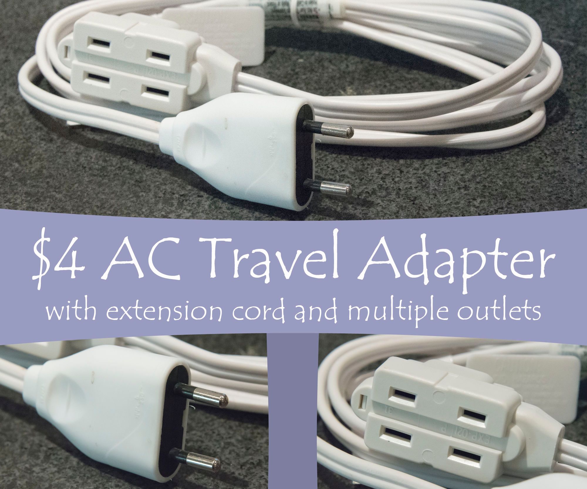 $4 AC Travel Adapter Extension Cord