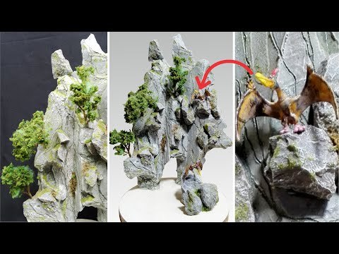 How to make Jurassic Park mountain landscape diorama | Artificial fantasy mountain | Dinosaur valley