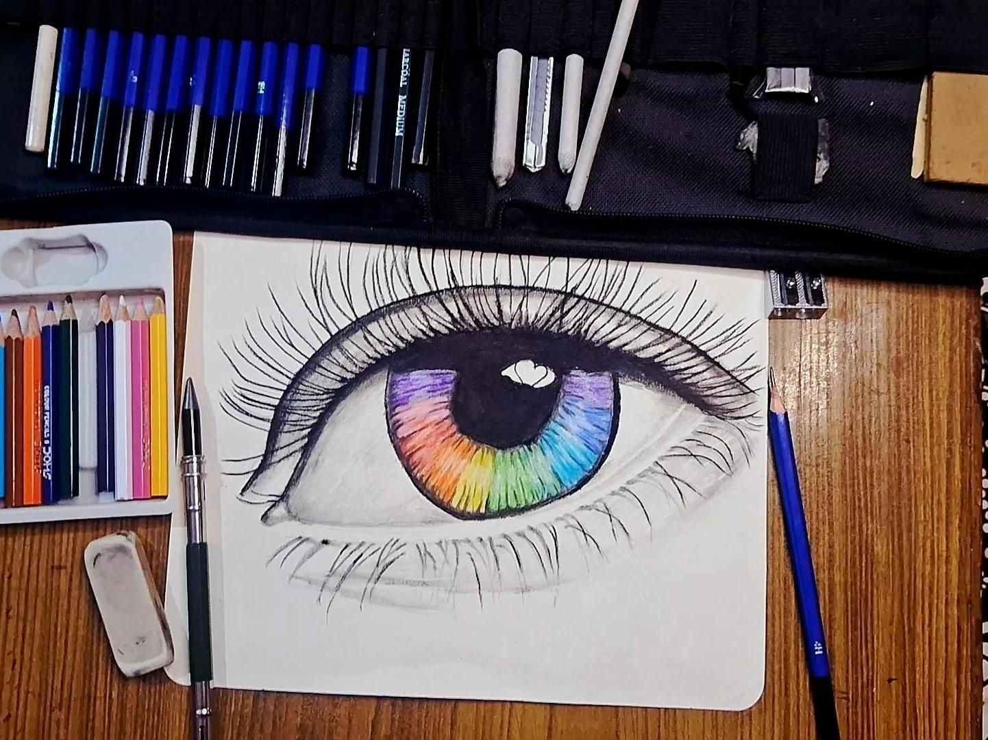 How to Draw a Realistic Rainbow Eye - Step-by-Step Tutorial
