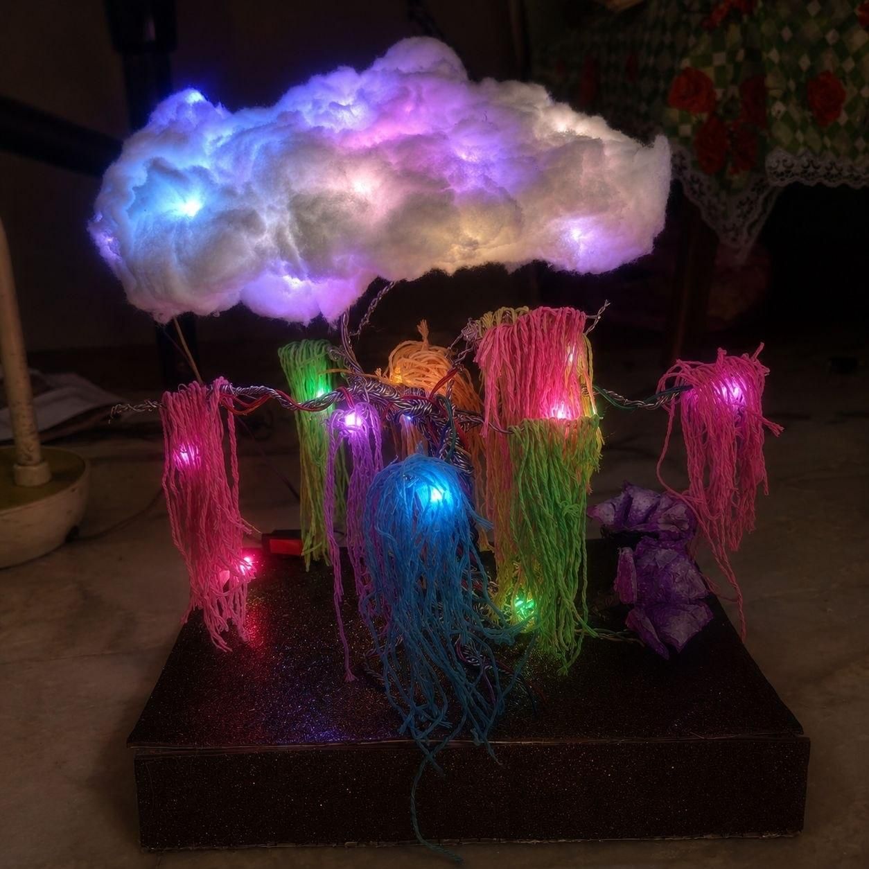 Handcrafted Avatar Style Glowing Tree Featuring Rainbow Wire Bark, 395 Nm UV LEDsDIY Avatar-Inspired LED Tree With Natural Rainbow Wire Bark, Glowing
