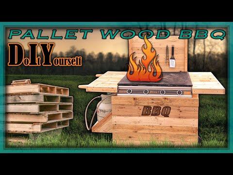 How to Build a BBQ Cart - DIY Barbecue Grill Bench - Outdoor Kitchen - Portable Cooking -Pallet Wood