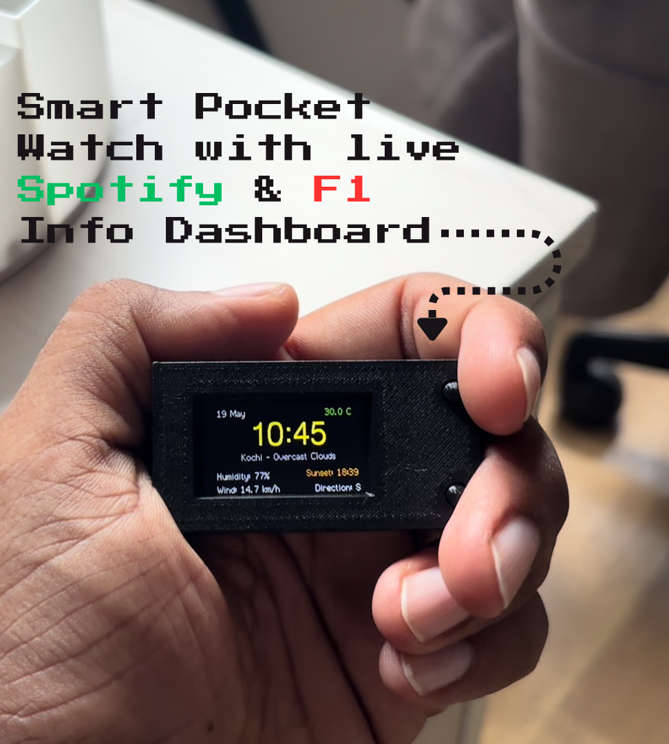 Smart Pocket Watch With Spotify and F1 Info Dashboard