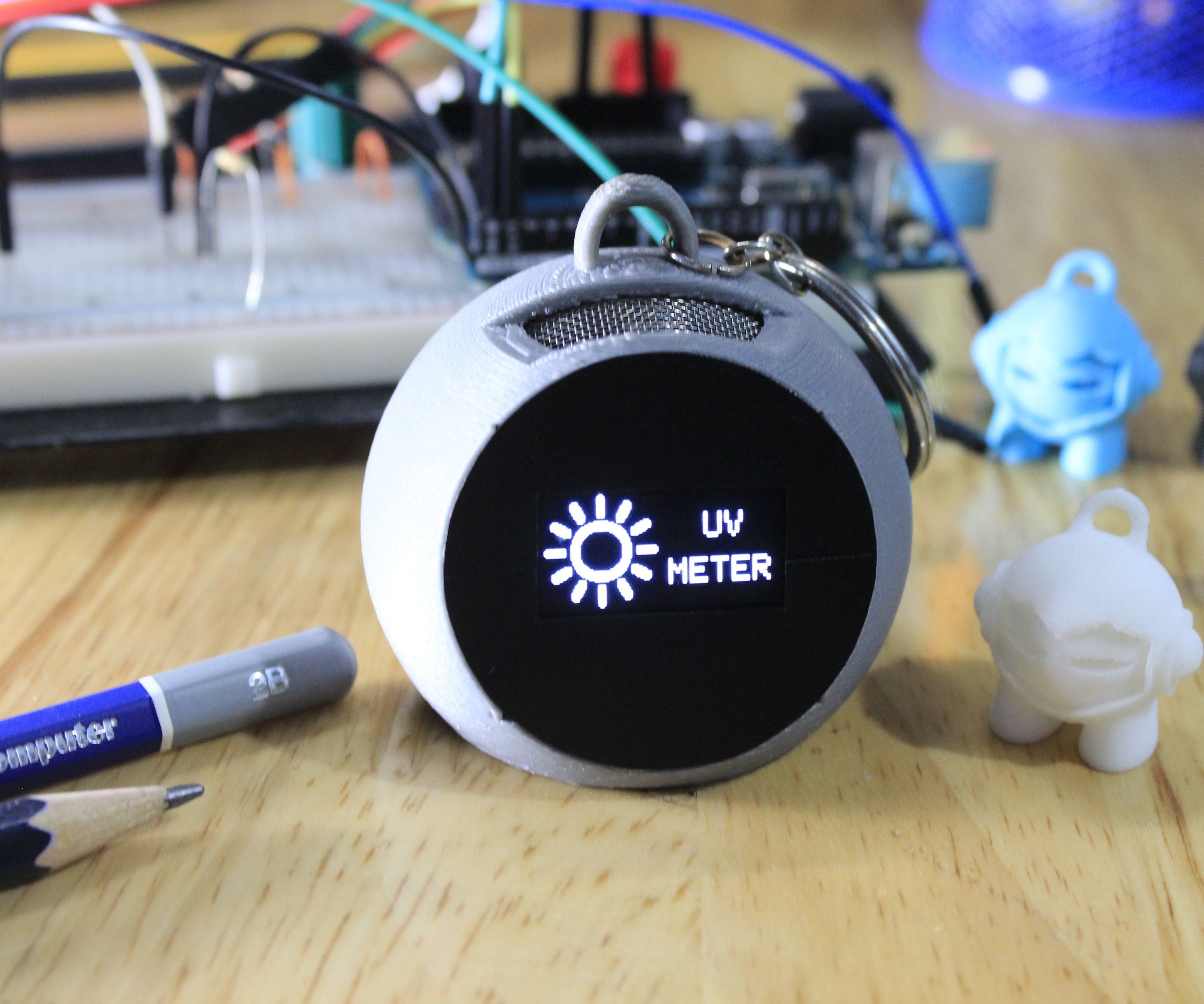 UV Meter & Breathalyzer Keychain - 3D Printed - IoT Blynk
